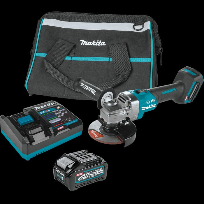 Makita GAG01M1 40V Max XGT Brushless Cordless 4‑1/2” / 5" Angle Grinder Kit, with Electric Brake (4.0Ah)